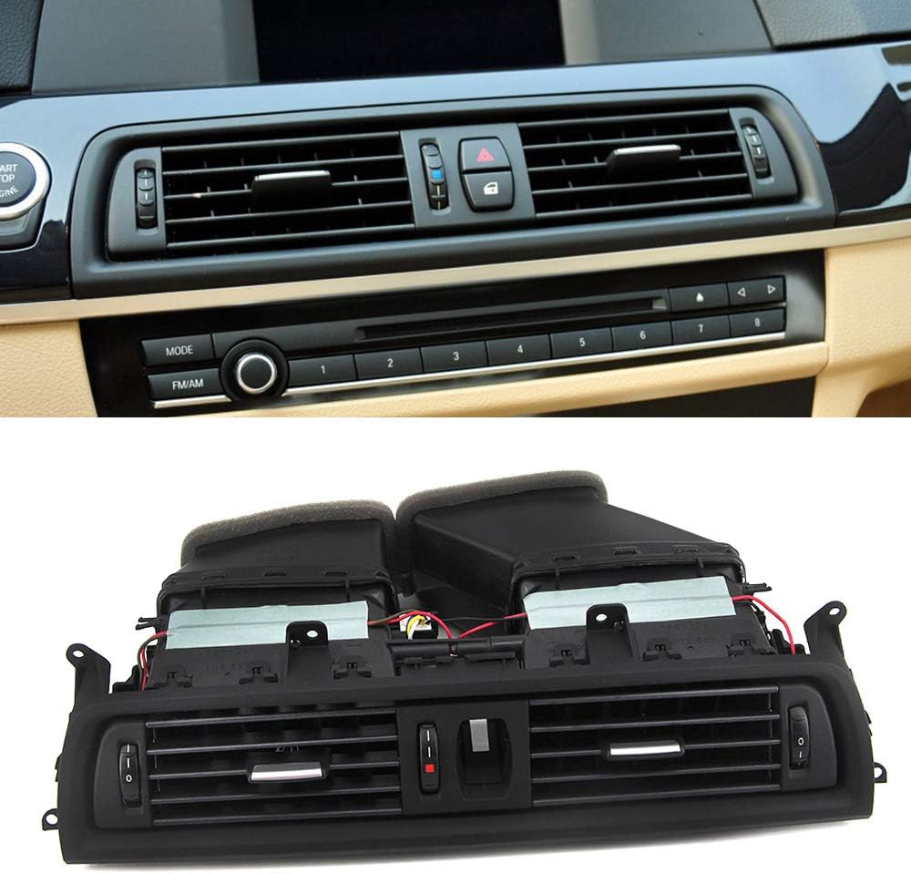 Front A/C Vent Assembly, Dashboard Fresh Air Grille Center Vents Replacement for 2011-2016 BMW 5 Series 528i 535i 535d 535 550i M5 Rep# 64229209136