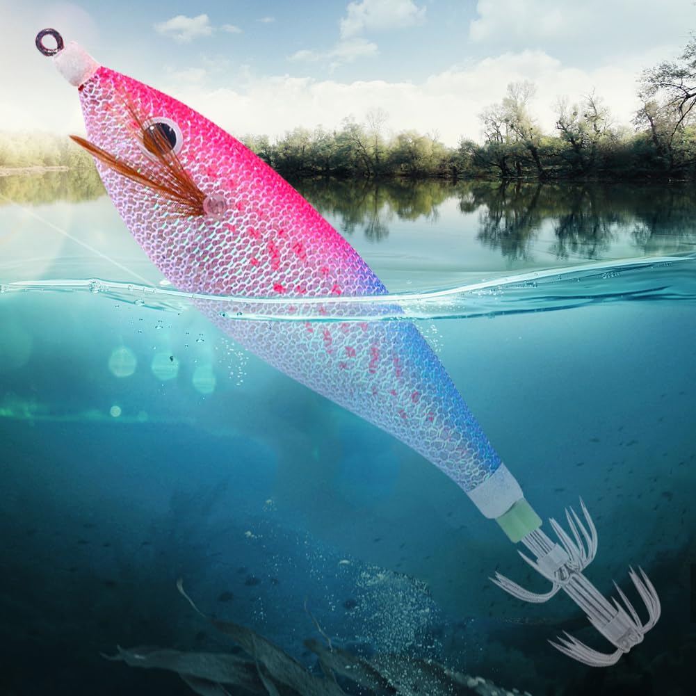 Luminoso Horizontal Squid Trolling Energas 11 cm 13.4G Jig Gantaje de Pesca LURO Flotante Jigging Eging Wood Sobunds Ganning