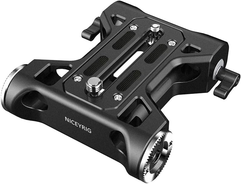 NICEYRIG Camera Baseplate with Rosette Mount, 15mm Rod Base Plate Applicable for Sony FS5 FS7 FX9, RED DSMC2, KINEFINITY Cinema Camcorder - 401 baseplate universal