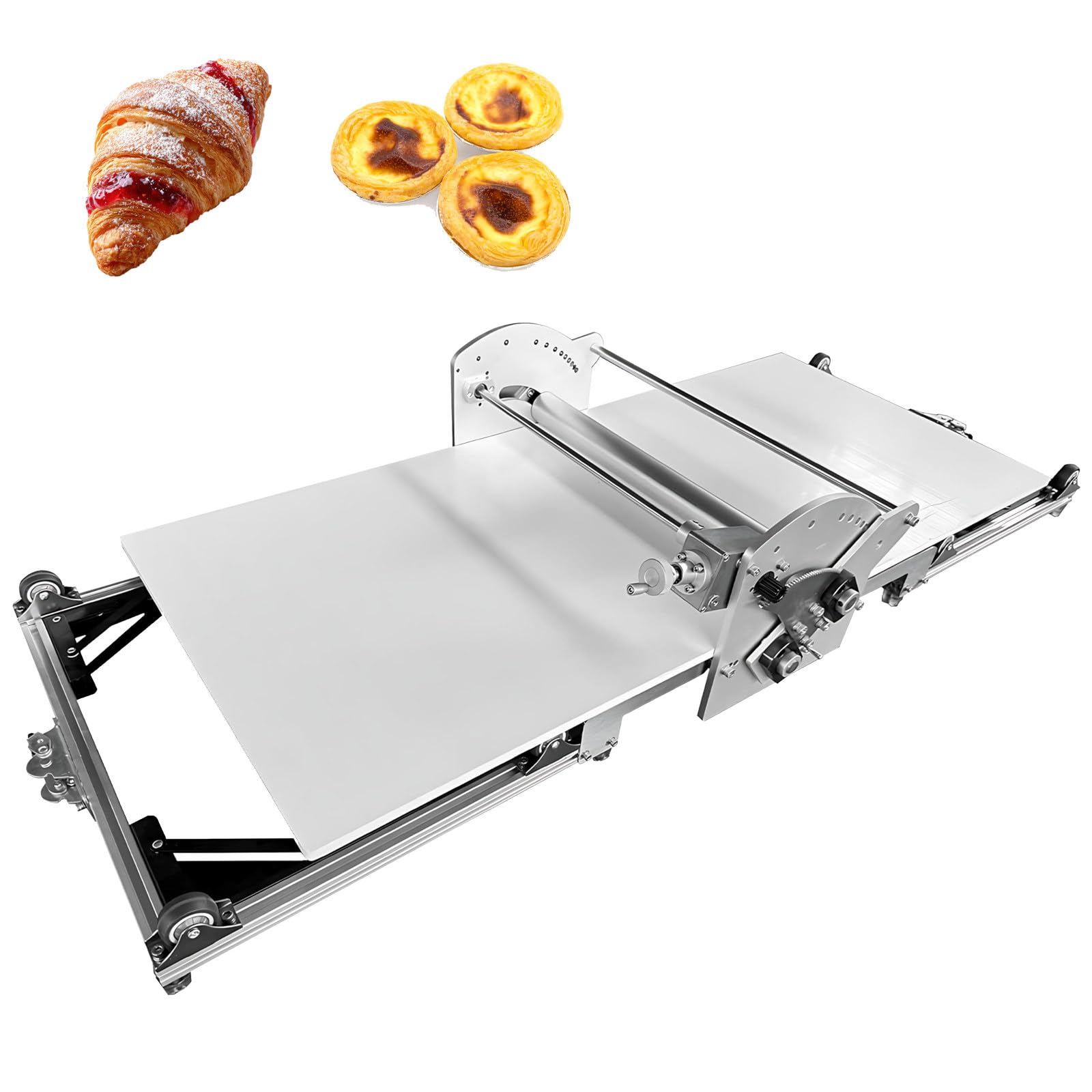 Compact elektrische Dough Rolling Machine, elektrische Foldable Dough Sheeter, Stainless Steel Pastry Roller with Adjustable Thickness 2mm-30mm, Commercial & Home Use