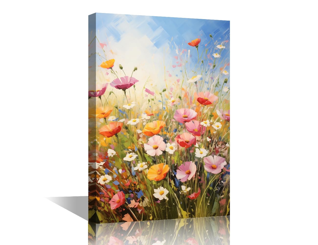 TISHIRON House Decorations Blooming Floral Wall Pictures for Living Room Botanical Canvas Wall Art Wildflowers Modern Painting 1 Panel Prints Framed Ready to Hang, 18x12in