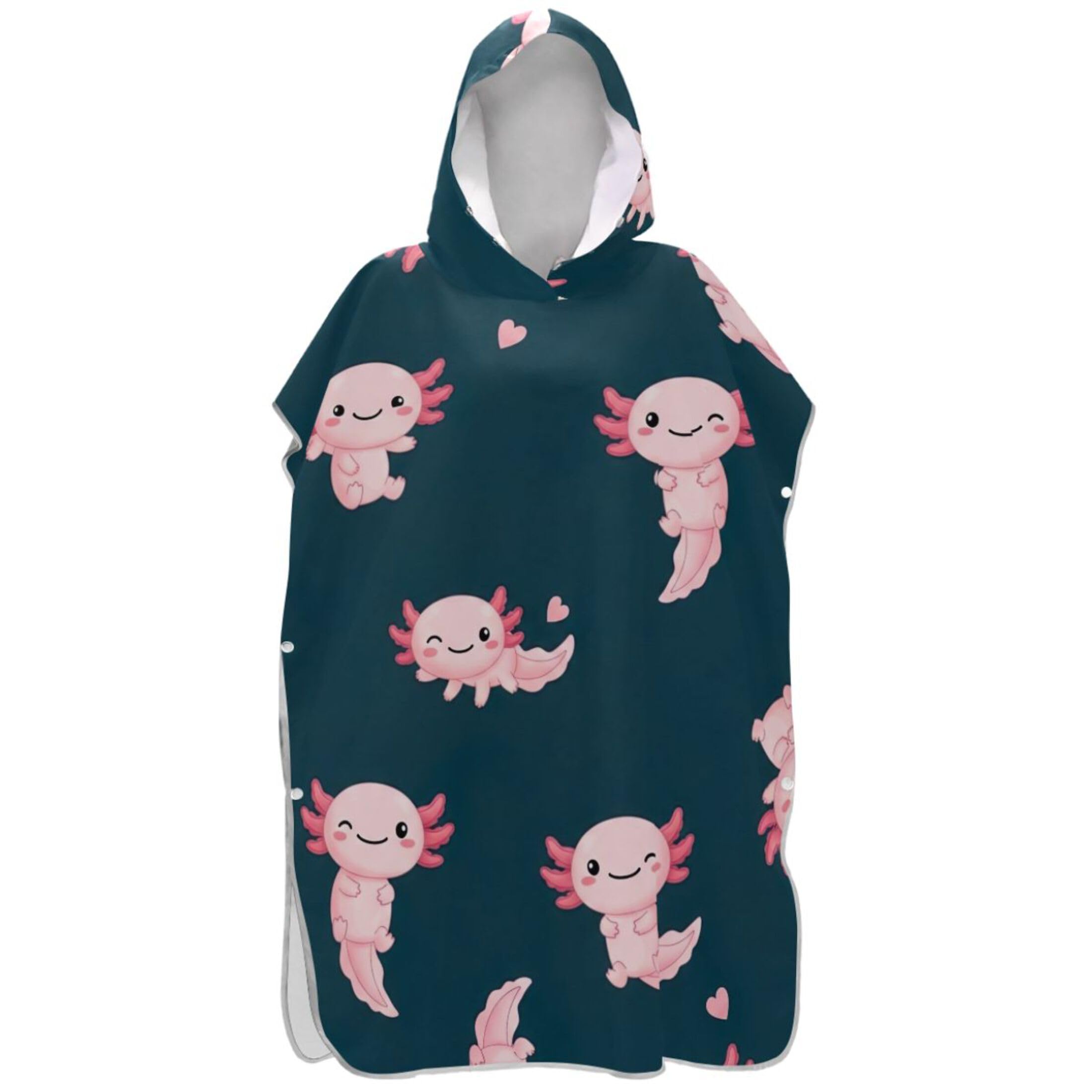 Poncho de surf et plage axolotl pour adulte, serviette de natation à capuche