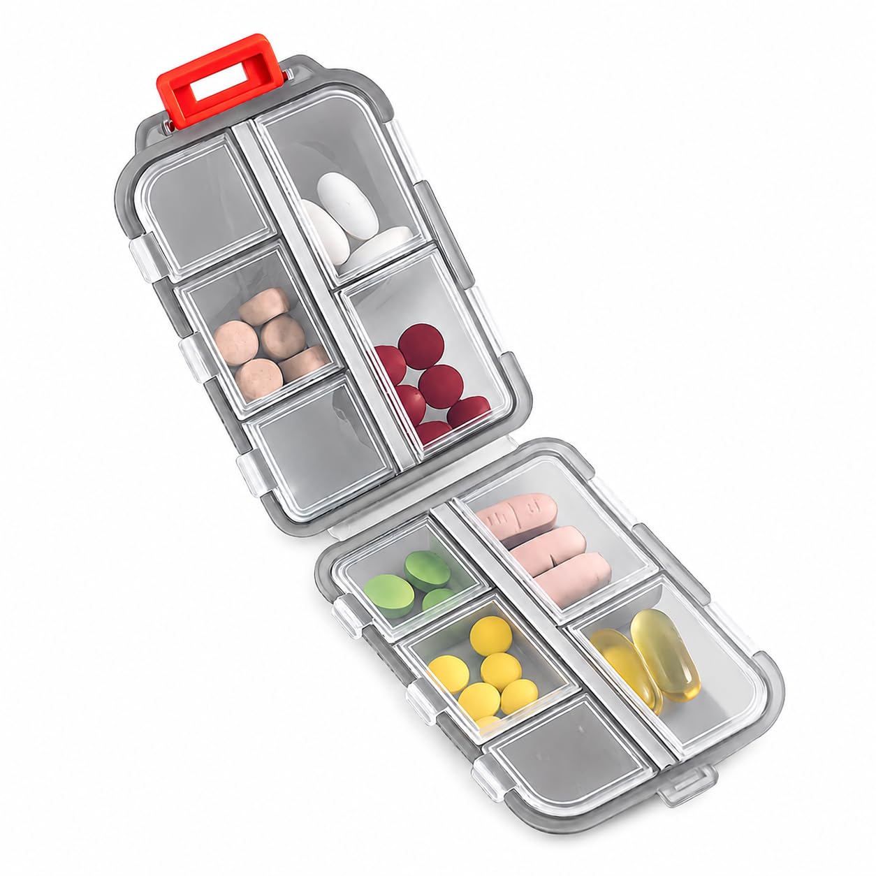 Multi-Compartment Medicine Organizer Pill Box | 10 Grid Portable Pill Box with Secure Snap Lock for Daily Medication-image-14