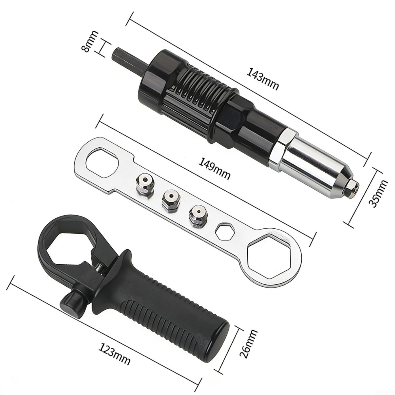 NexRen Kit Adattatore per Rivettatrice per Trapano Elettrico in Acciaio