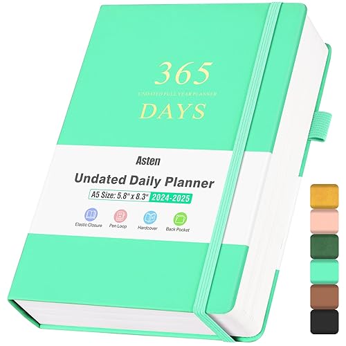 Planner, Undated Daily Planner with To Do List, 365 Days Planner for ADHD, Agenda for Women Men, Hourly Planner Notebook for Goal Setting, Productivity Organizer with Calendar, 8.3" x 5.8" (Blue)