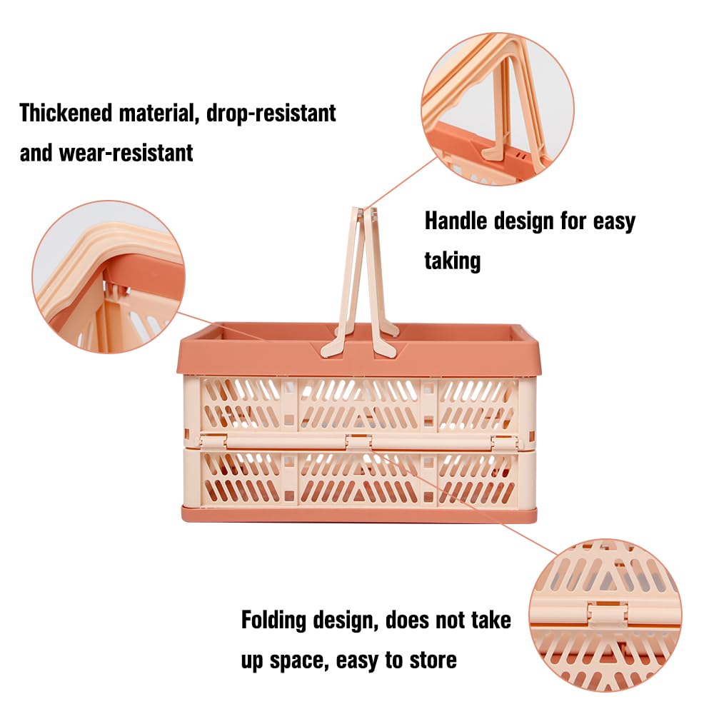 3 Pièces Caisse Rangement Pliables Plastique avec Poignée Boîtes de Rangement Pliables Boîtes 30.5x20.5x16.5cm Boîte Pliante en Plastique pour Pique-Nique,Shopping,Camping
