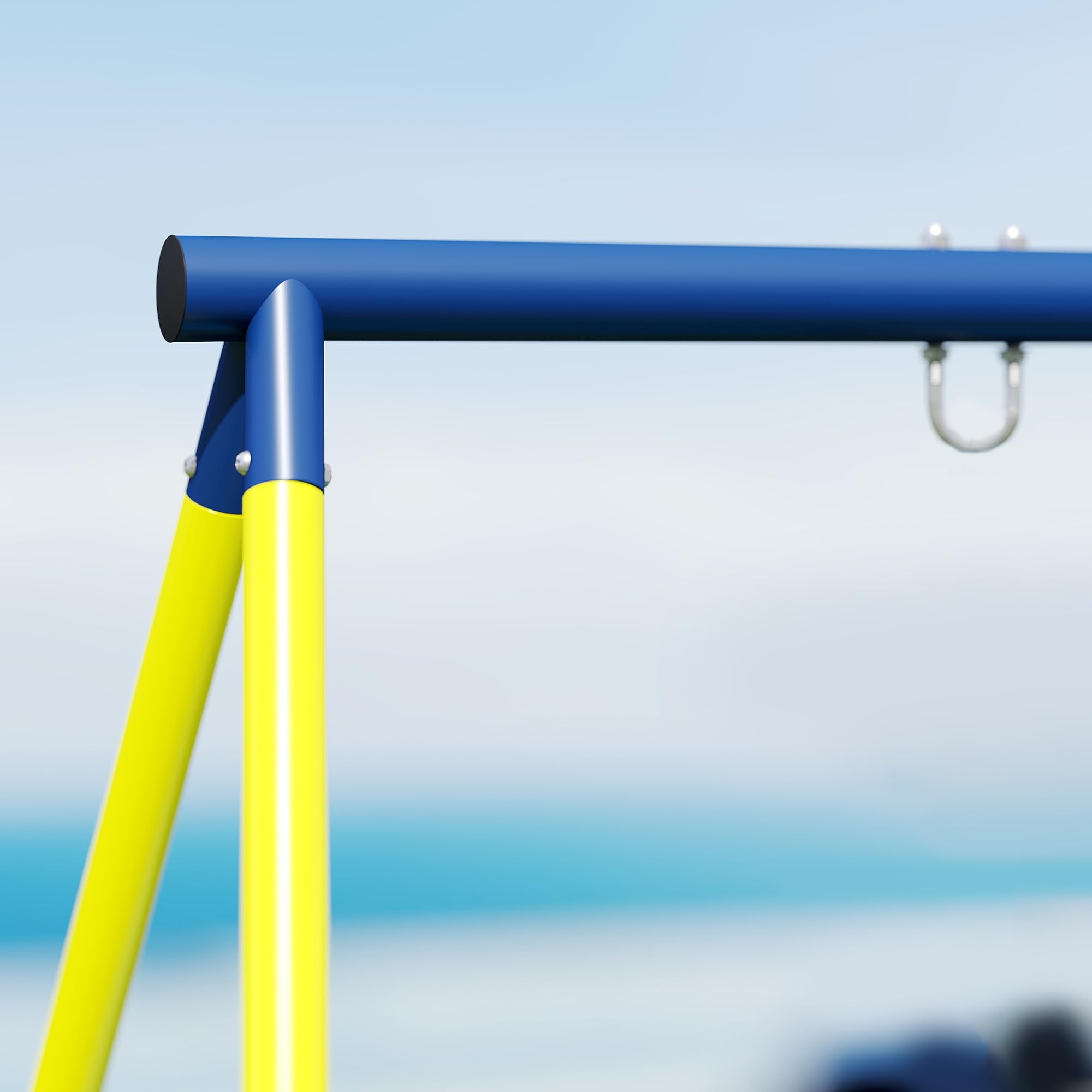 AIYAPLAY Estructura de Columpio Infantil, Estructura Metálica para 2 Columpios, Resistente para 150 kg, para Asiento, Nido y Escalera de Trepar, para Jardín, Balcón, 260x160x178 cm, Azul