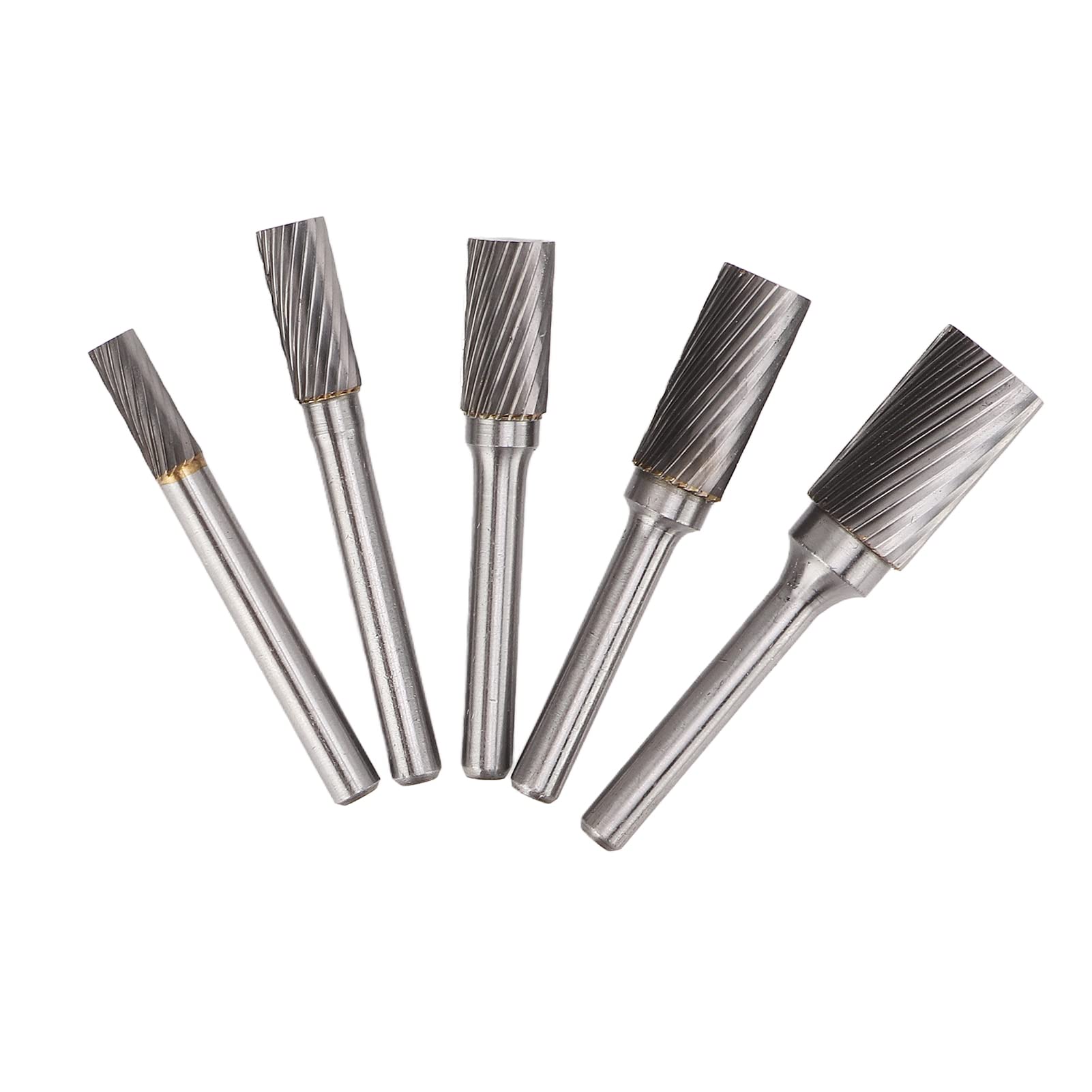 Ausla Hartmetall-Frässtift-Set, Einzelschnitt-Rotationsfeile, 5-teilig, Hartmetall mit 6-mm-Schaft, 6-mm- Bis 14-Köpfe Zum Gravieren, Polieren, Bohren, Schleifen auf Metallbearbeitungswerkzeugen