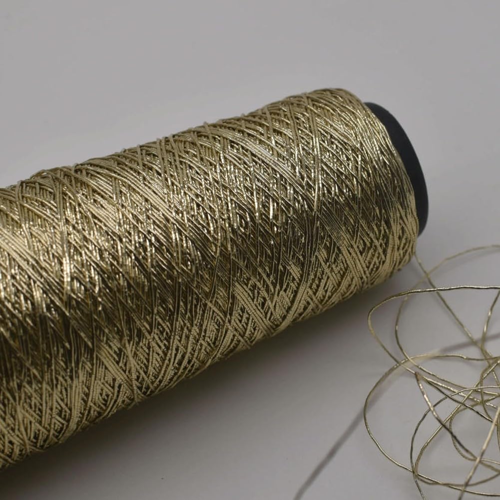 Hilo Brillante Metálico Plateado Y Dorado Para Crochet - 200g, Ideal Para Bolsos Y Manualidades