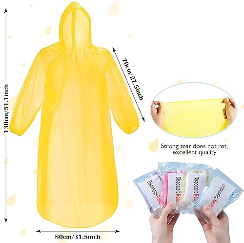 Miniatura 4 de XK.Thrive Paquete de 12 ponchos desechables transparentes con capucha para adultos, familia, mujeres, hombres, 3 colores de 51.1 pulgadas,
