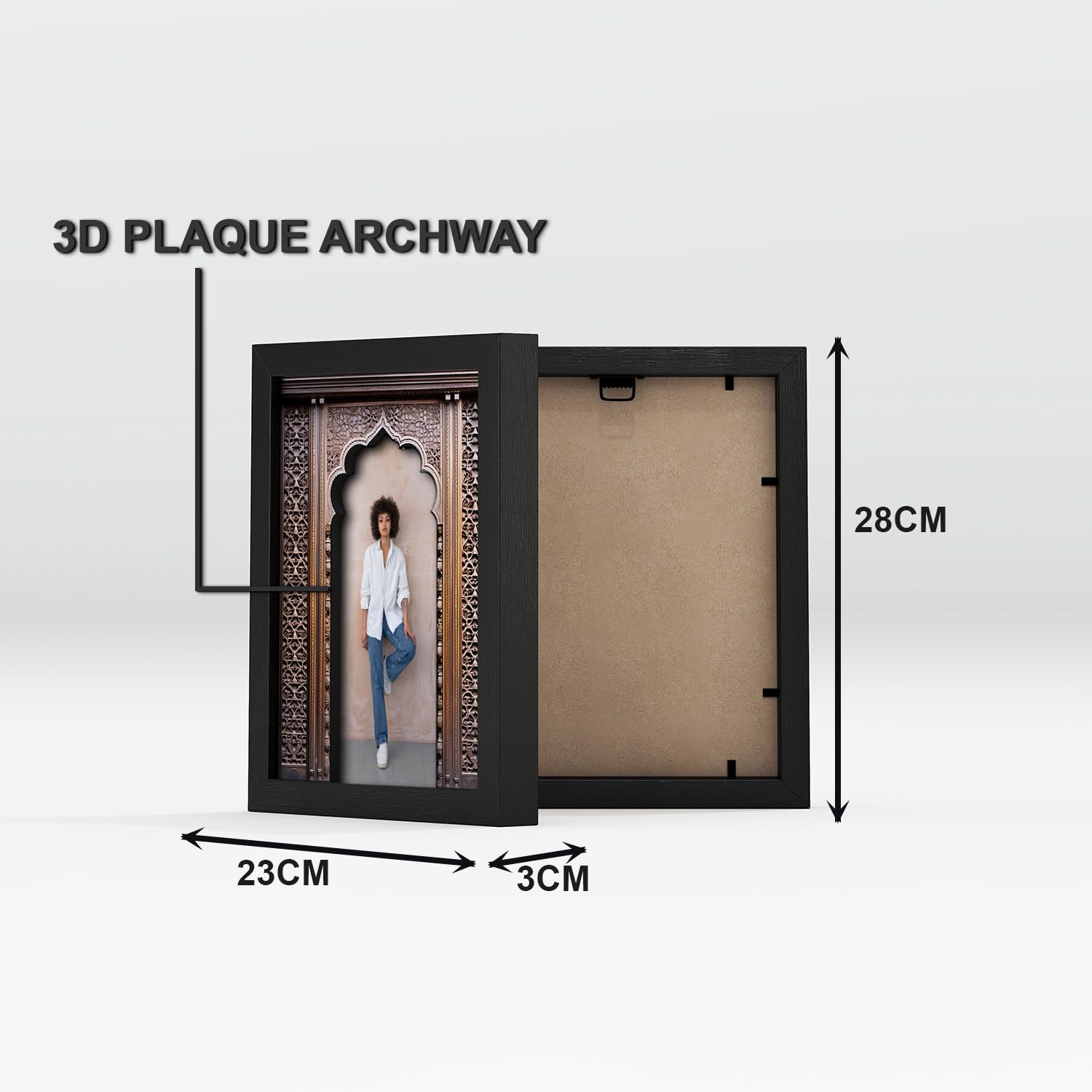 RANDOM 3D Plaque Art Frame Set of 2,Black MDF Frame, 23x28 CM, High-Definition Printing for Home Office (3D Plaque Archway Painting) 3