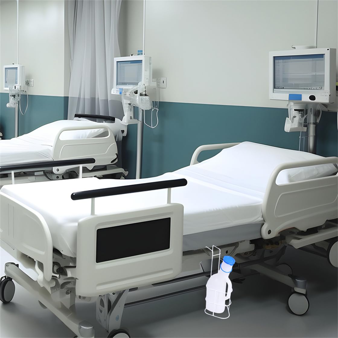 Urinoir portable pour homme - 1 l - En plastique - Avec support de lit - Récipient de collecte d'urine pour les déplacements et les urgences