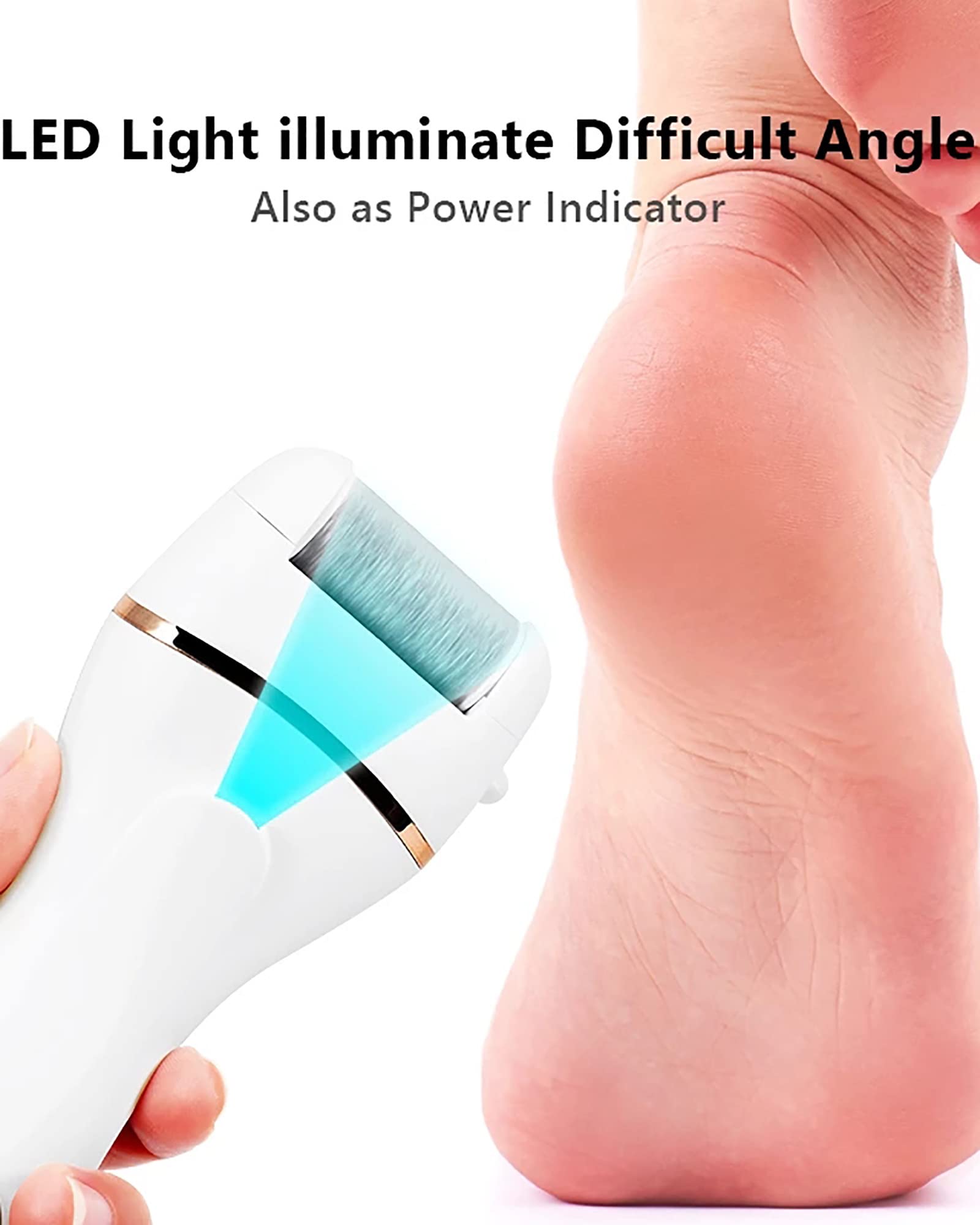 Pantalla Digital LED Lima eléctrica para pies Removedor de Piel Dura Herramientas de pedicura 3 Cabezales de Rodillos y 3 velocidades para Talones agrietados y Piel Muerta, Negro (Gris)