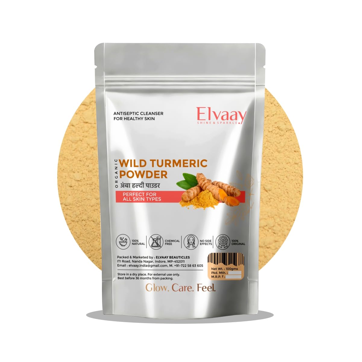 Organic Wild Turmeric Powder, Scalp Scrub Massage, Hair Mask for Frizzy Hair, Dandruff Treatment, 100g-image-31