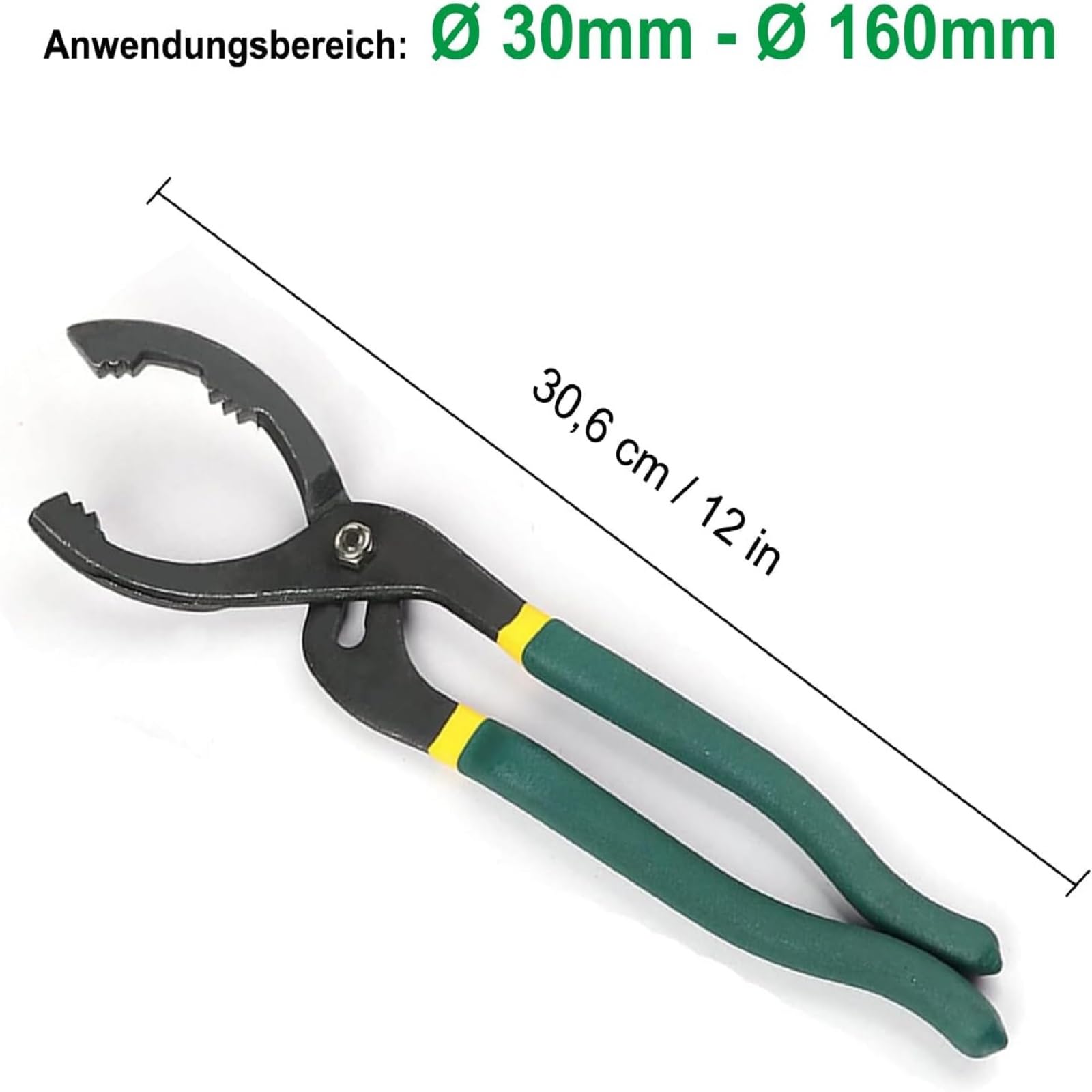 Ölfilterzange, Ölfilterschlüssel Universal, 30 cm Verstellbarer Ölfilterschlüssel, mit Rutschfesten Griff, Ölfilter-Entfernungswerkzeug, für Autos, Motorräder, Von Ø 30mm Bis Ø 160mm