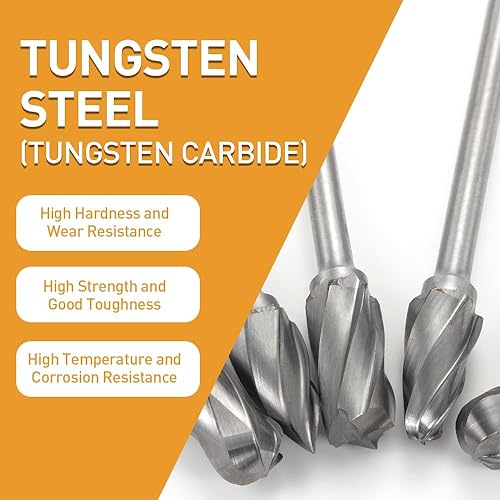Miniatura 2 de Juego de fresas de carburo compatible con herramientas rotativas Dremel, 10 piezas de brocas para amoladora, raspa rotativa con vástago de 1/8