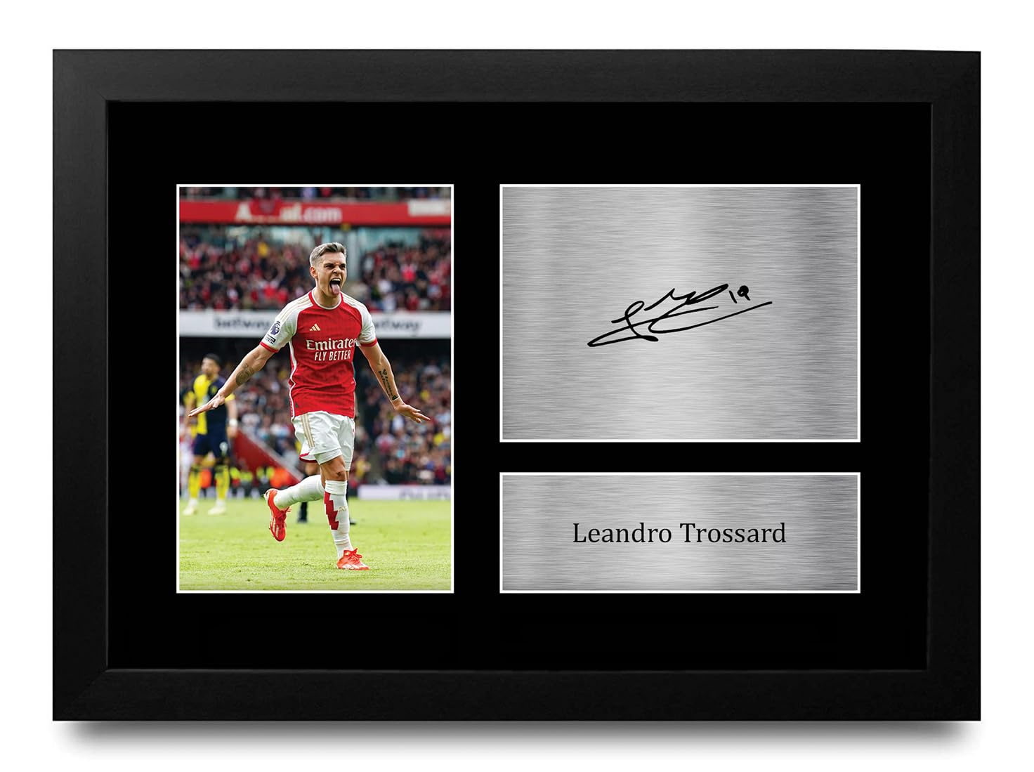 HWC Trading FR A4 Leandro Trossard Arsenal Gifts Printed Signed Autograph Picture for Football Fans and Supporters - A4 Framed