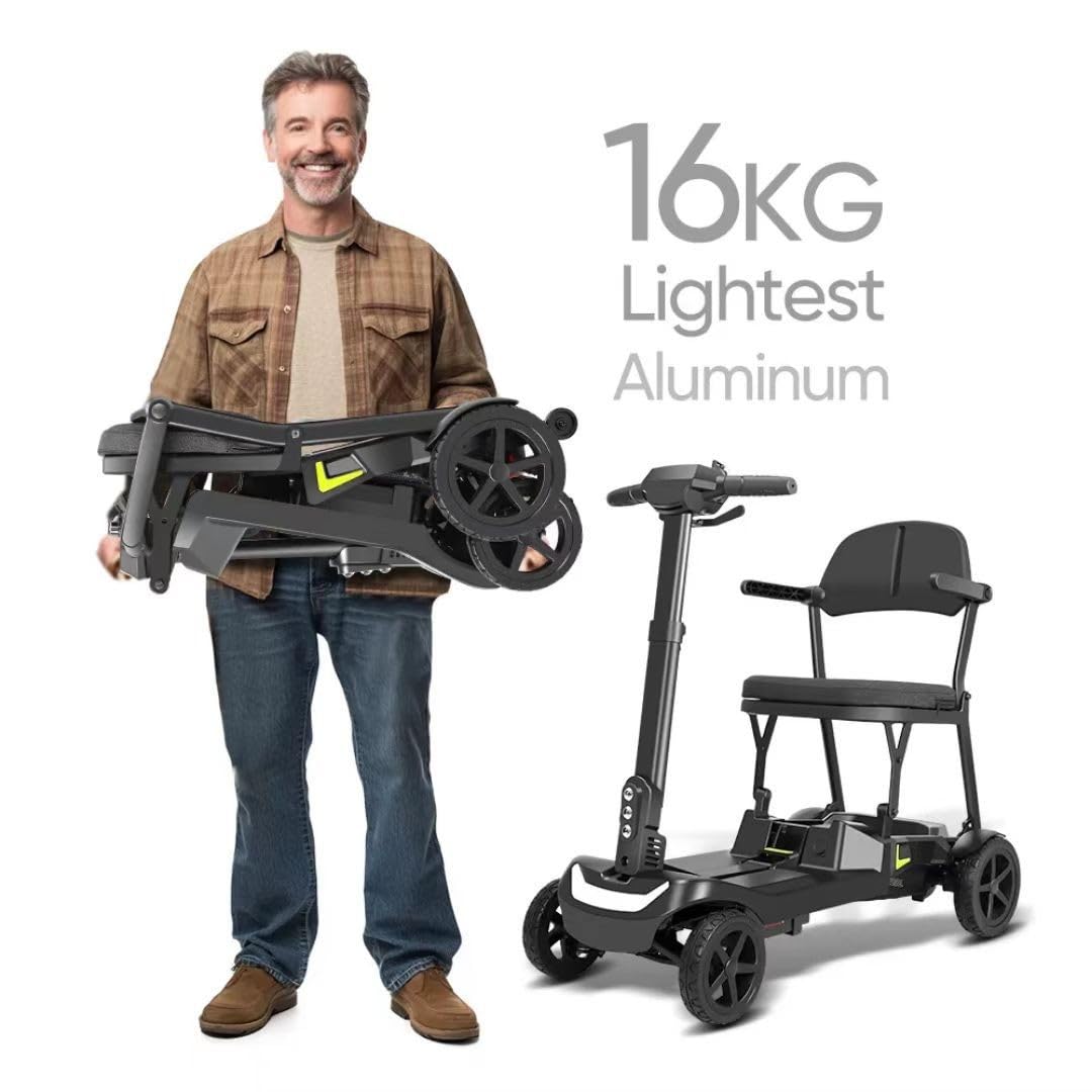 Scooter Per Disabili Per Adulti,Scooter Per Disabili A 4 Ruote Leggeri Per Adulti, Scooter Motorizzato Leggero, Portatile E Compatto Per Tutti I Terreni