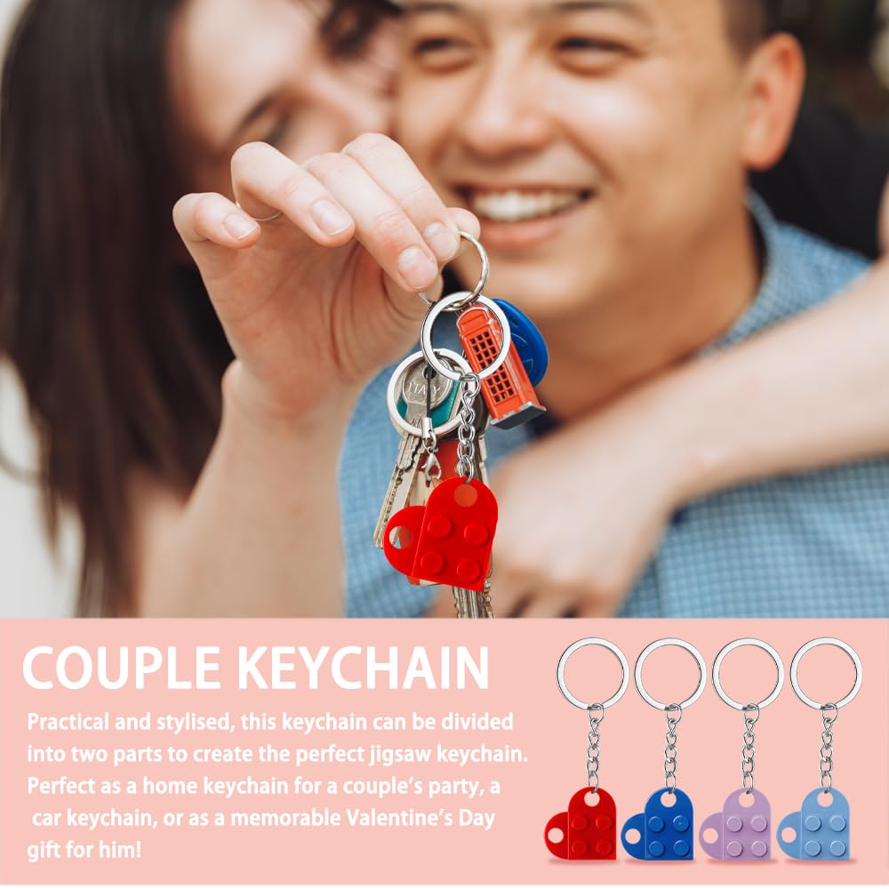 16 Pezzi Portachiavi a Forma di Cuore Mattoncini Brick Regalo Coppia Anniversario 8 Colori