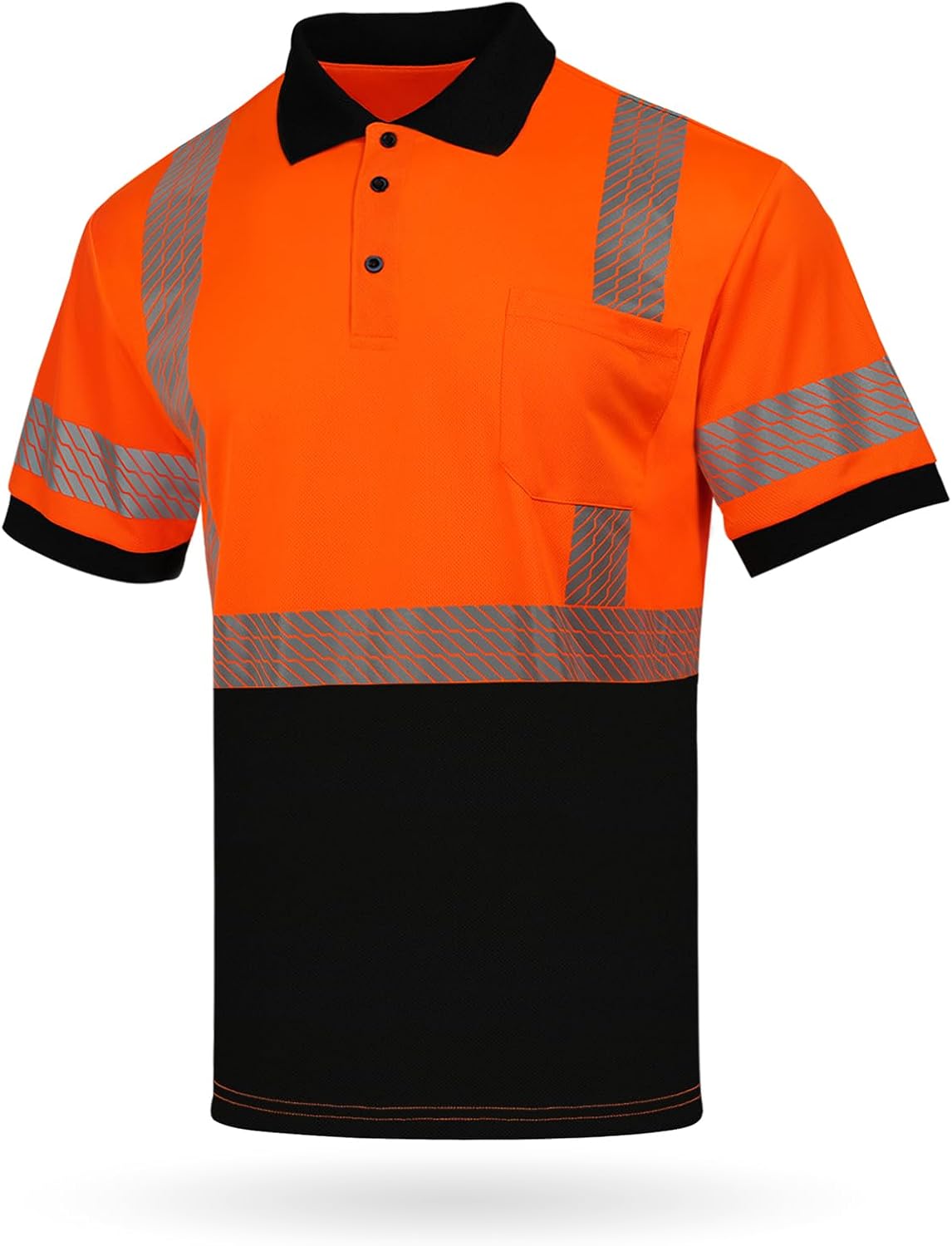 Hi Vis Safety Polo Shirts for Men,Class 3 High Visibility Reflective Short Sleeve Breathable Tee for Work Construction
