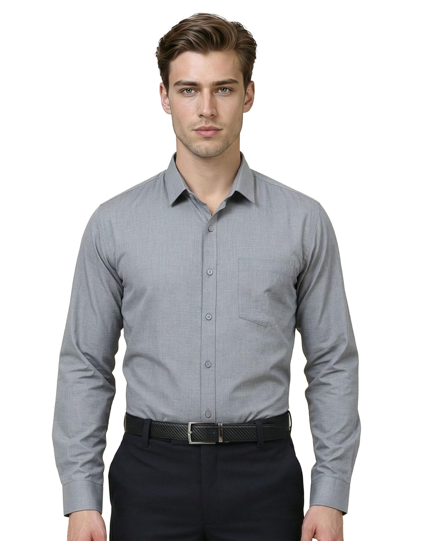 Scott International Shirt for Men | Solid Full Sleeves Wrinkle Free Mens Shirts | Cotton Formal Shirts for Men Regular Fit | Stylish Mens Shirt | Plain Shirt for Man
