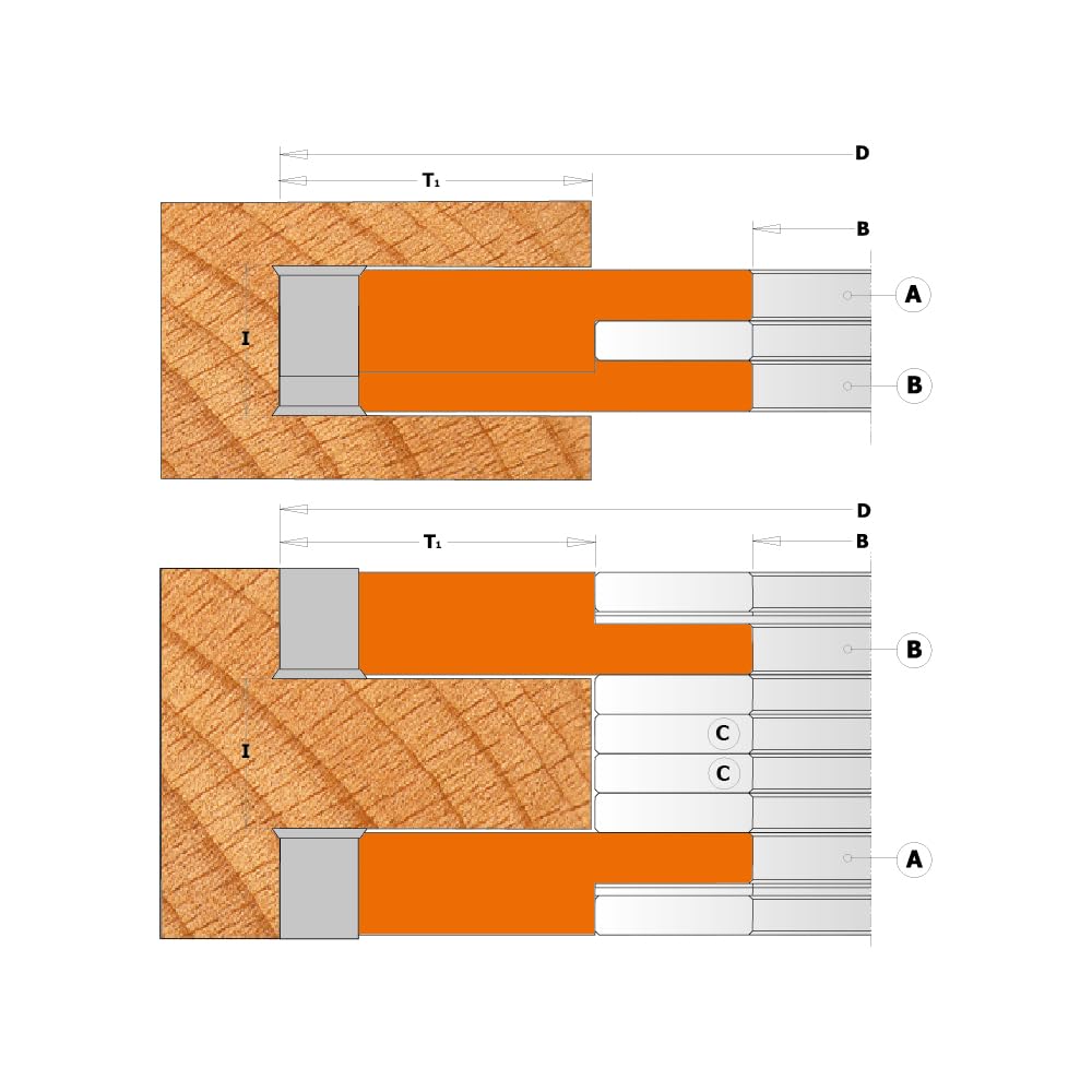 CMT Orange Toos 694.021.50-2-Teiliges Messerkopfset für Verstellbare Nuten HW D=160
