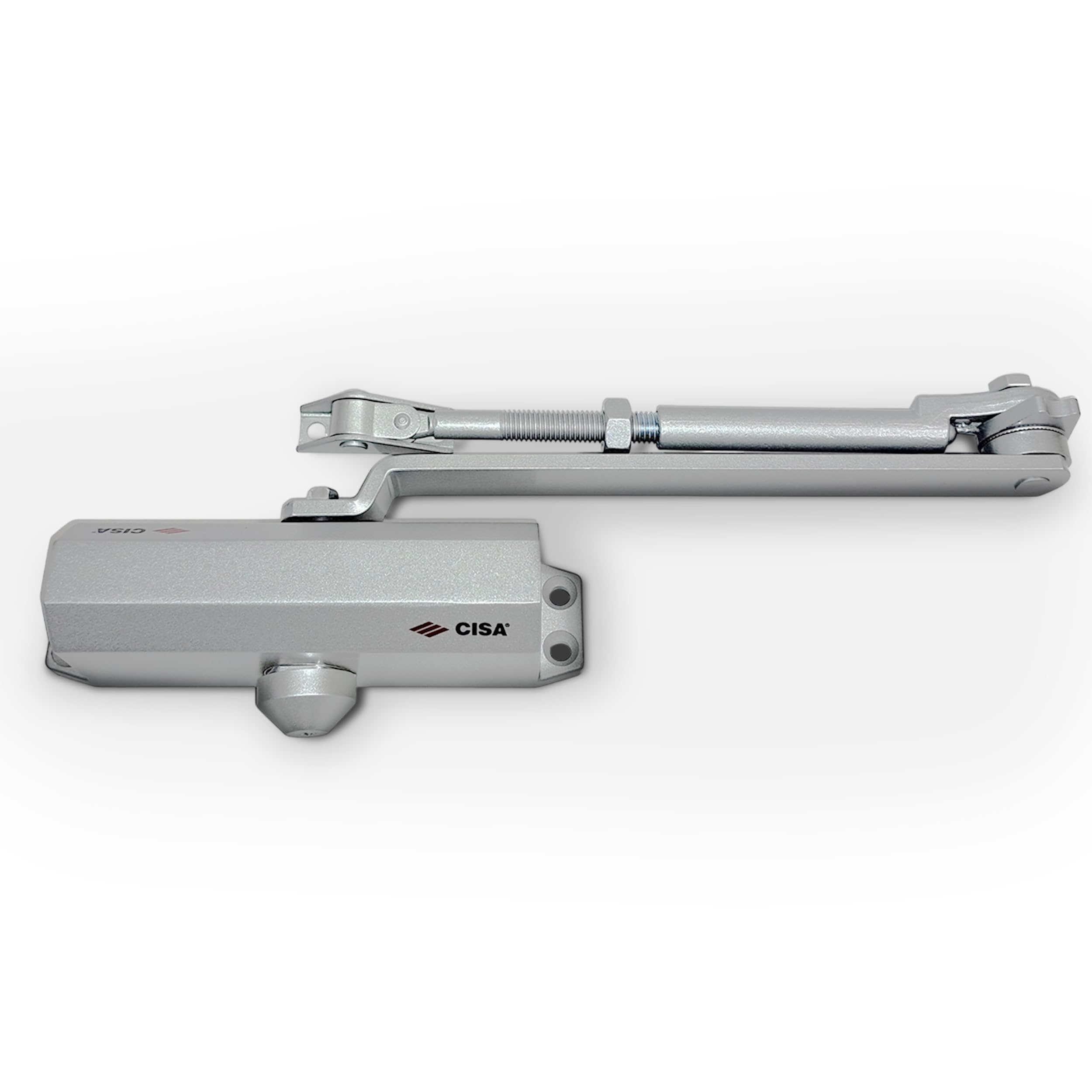 CISA - Chiudiporta CISA a Cremagliera con Arresto 16047103097 Serie 604 - Chiudiporta con Velocità di Chiusura Regolabile - Chiudi Porta per Porte Max 80 kg - Grigio