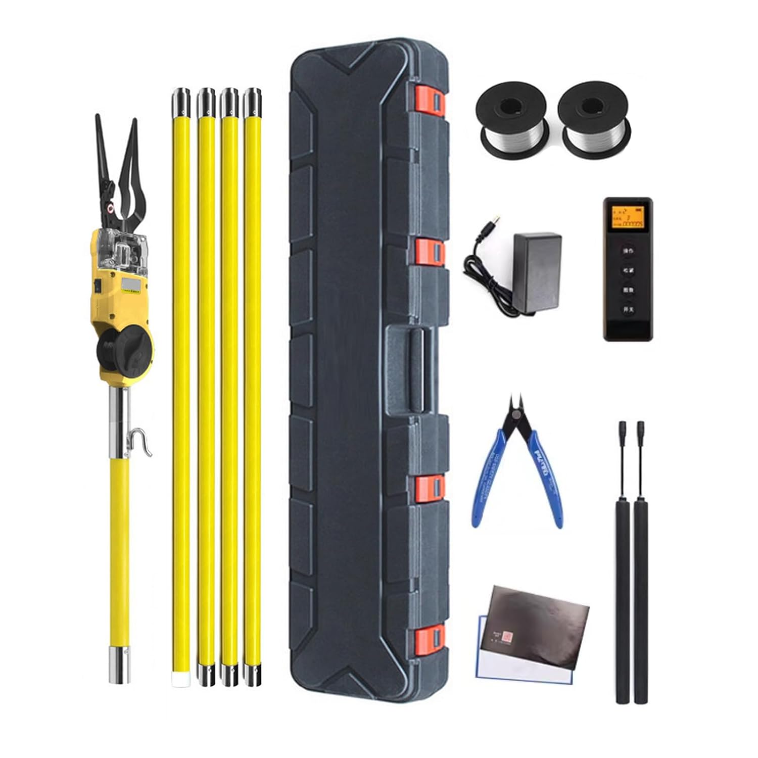 Aerial Cable Lasher Tool Kits,19ft Extension Pole Aerial Lineman Tying Machine with Hook, 7800mAh Rechargeable Binding Tool for Aerial Drop Cable Install, Decoration