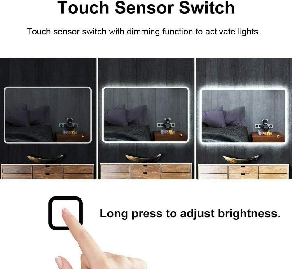 Hans&Alice LED Lighted Rectangular Wall Mounted Mirror 48x30