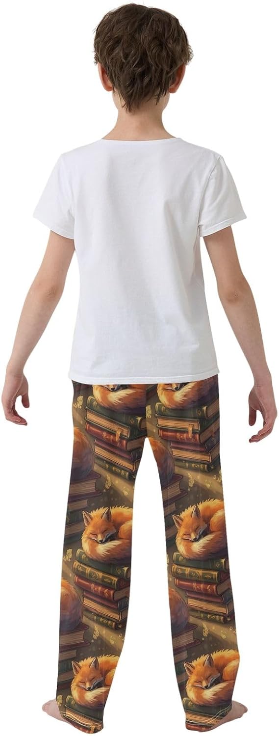 Vintage Fox Soft Stretch Pajama Pants Cozy Elastic Waist Lounge Sleepwear with Pockets