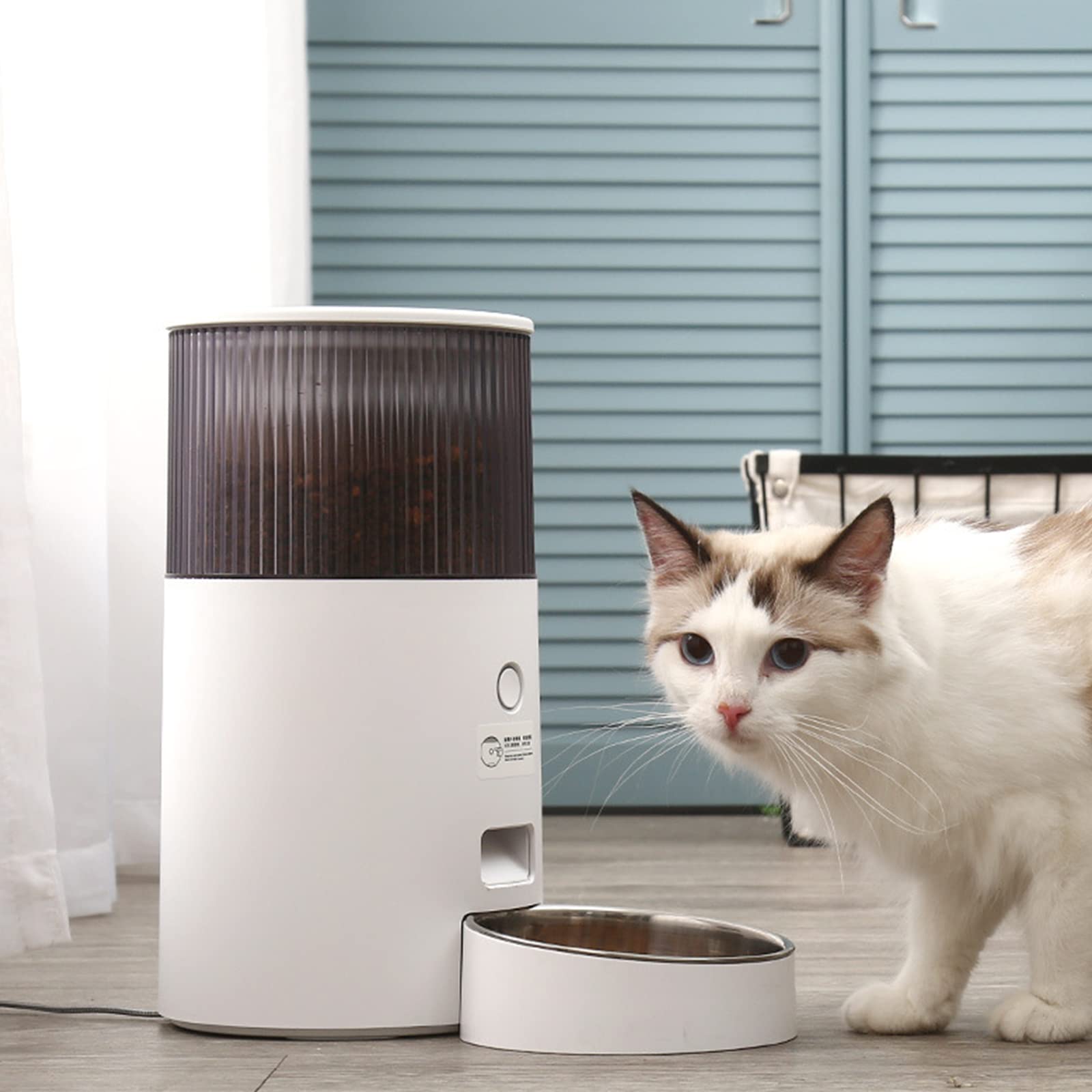 Distributore Automatico Wi-Fi di Cibo per Cani E Gatti 2,5L con Ciotola in Acciaio Inox 304,Alimentatore Automatico,Controllo Remoto da App, Fino A 5 Pasti al Giorno