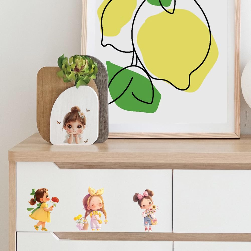 AHANDMAKER 6 x Niedlicher Lichtschalter Aufkleber Mit Cartoon Motiv. 7x7 Zoll Cartoon Charakter Mit Bunten Blumen Wandaufkleber Lichtschalter Aufkleber Für Büro Home Decor