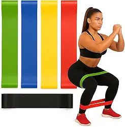 Kit 5 Faixas Elásticas De Resistência Mini Band – Bandas De Exercício Para Pernas, Glúteos, Braços e Abdômen – Treino Funcional, Pilates, Yoga, Musculação e Fisioterapia – 5 Níveis de Intensidade
