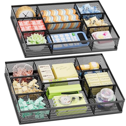 Marbrasse 2 Pack Desk Drawer Organizer, Mesh Drawer Organizer Tray...