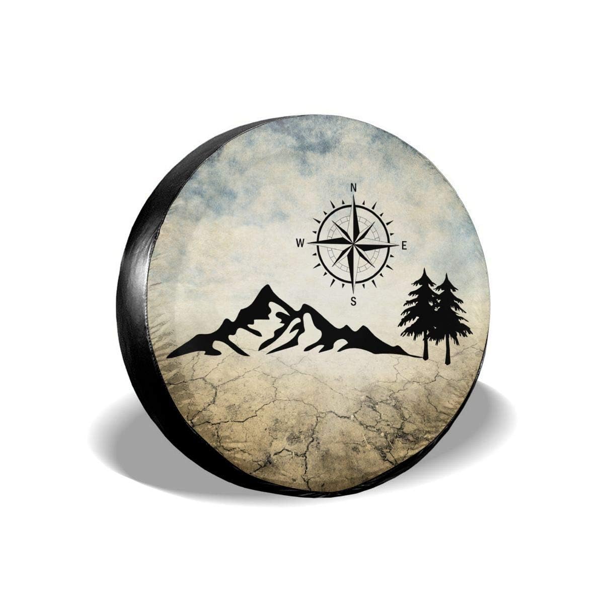 Nature Mountain Compass Spare Tire Cover Wheel Protectors Weatherproof Universal for Trailer Rv SUV Truck Camper Travel Trailer 14" 15" 16" 17"
