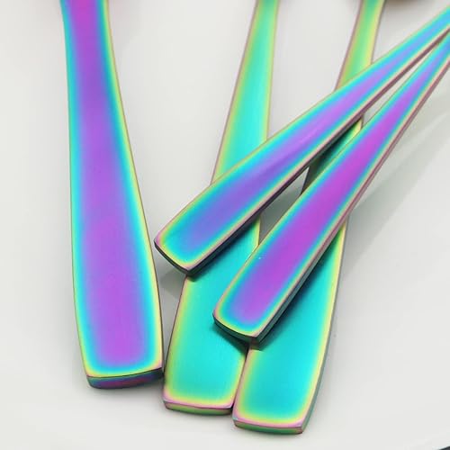 Miniatura 4 de JASHII Juego de cubiertos con bandeja, juego de cubiertos cuadrados de acero inoxidable de 20 piezas para 4, acabado mate, utensilios de comida para