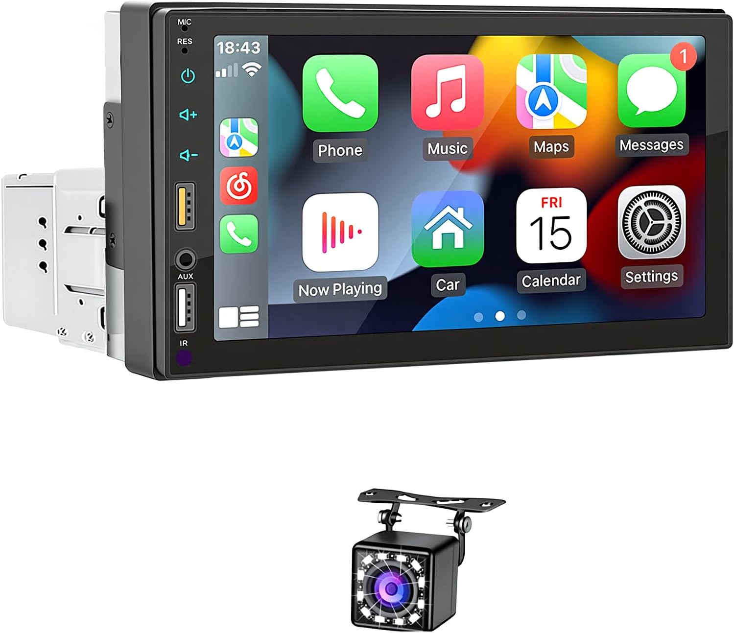 FINYQBET Multimidia Automotivo 7", com CarPlay Sem Fio, Câmera de Ré