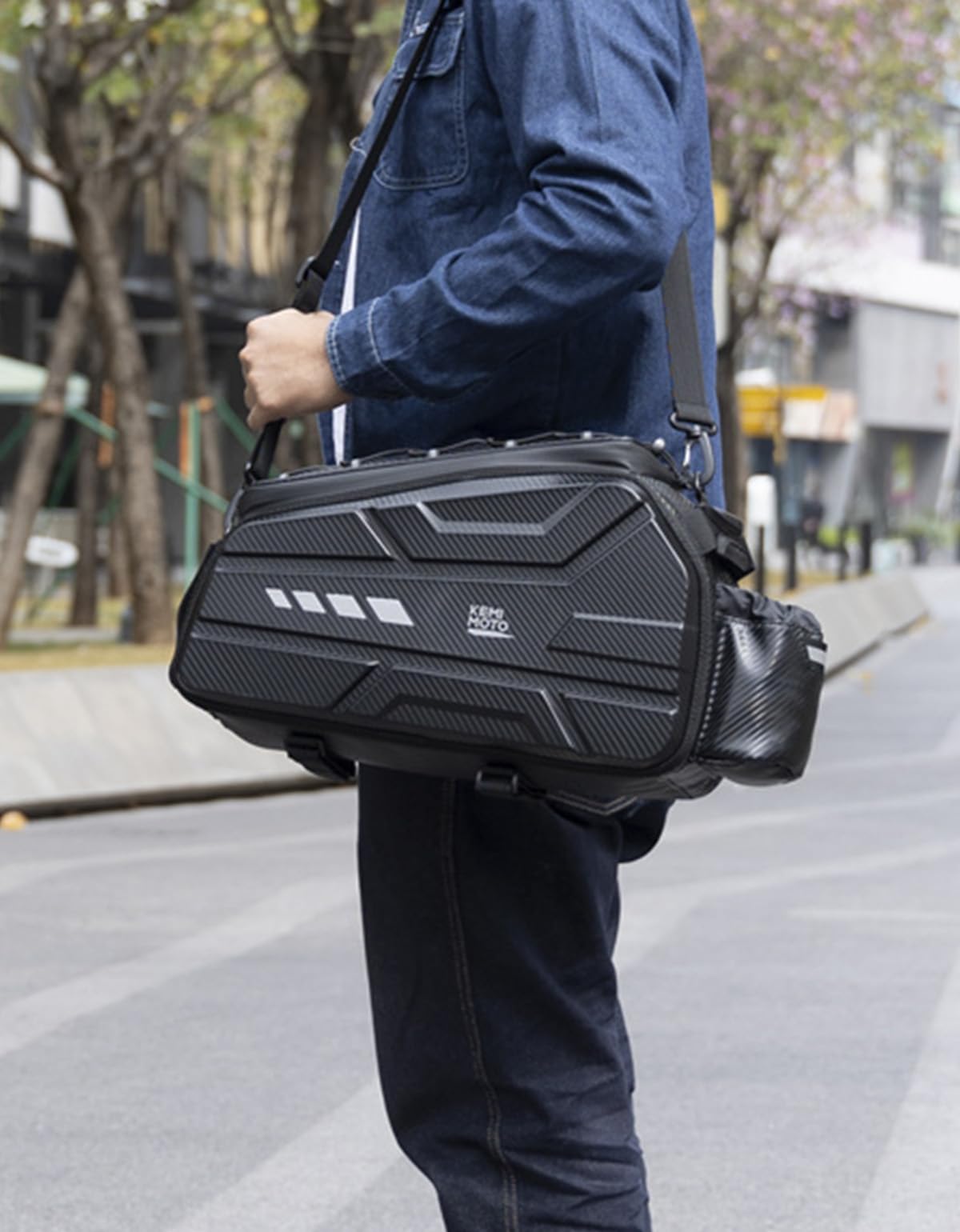 KEMIMOTO Bike Bag 15L EVA Hard Shell, Upgraded Ebike Rear Rack Bag with Waterproof Cover, Bicycle Trunk with Shoulder Strap for Commuter Travel Outdoor