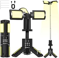 Vista 1 de Portable Camping Lights with Stand, 5000LM Rechargeable LED Flashlight, 9 Color Modes, Collapsible Camping Lantern Tent Light with Magnetic Base for