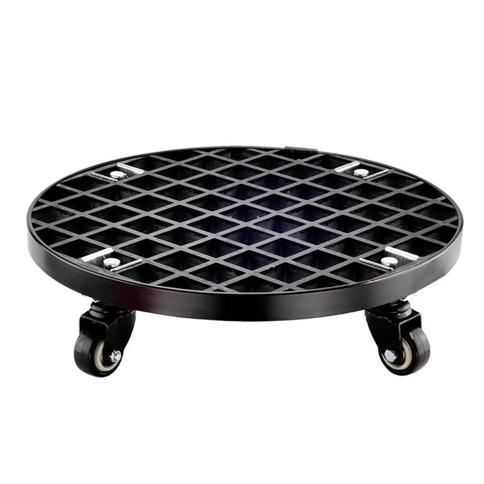 Portavaso in acciaio resistente, con ruote, 40 cm, colore nero, robusto, per interni ed esterni