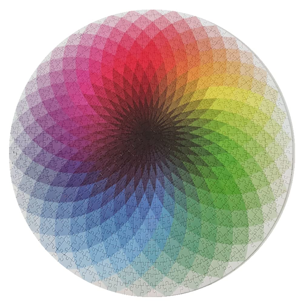 LayfuzTeenagers Adults Papery Educational Stress-Relief Tool 1000 Pieces Rounded Multicolor Rainbow Puzzle