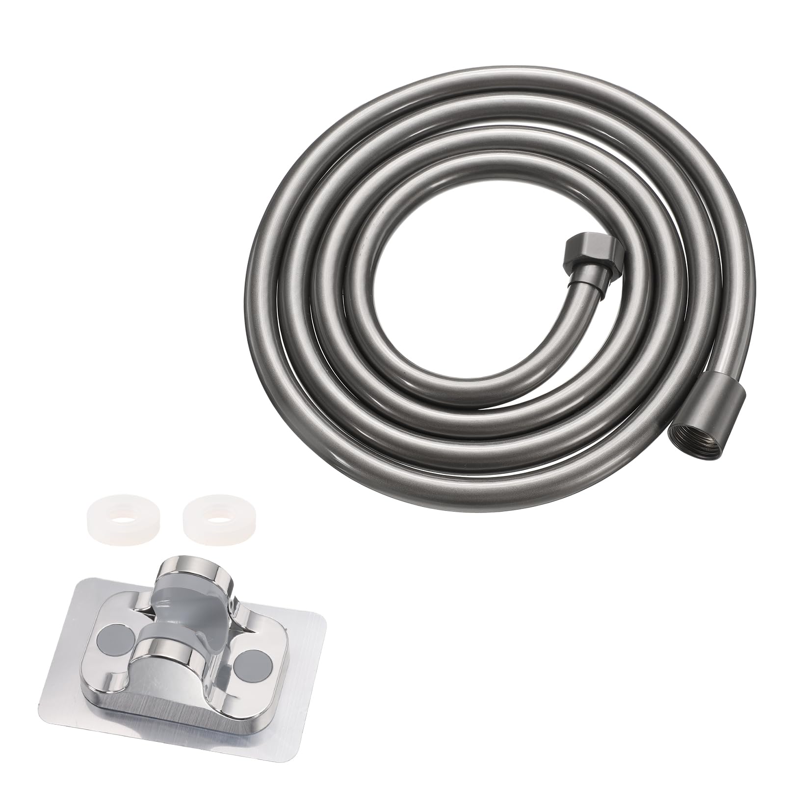 Tuyau de douche en PVC 200 cm uxcell gris anti-enroulement avec support de tête adhésif