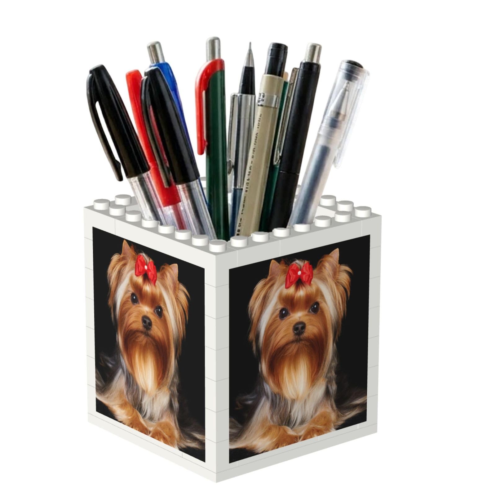 Poadnly Yorkshire Terrier And Ribbon, Pen Pot Pencil Holder for Office Home School, Compact Desk Organiser for Office Stationery