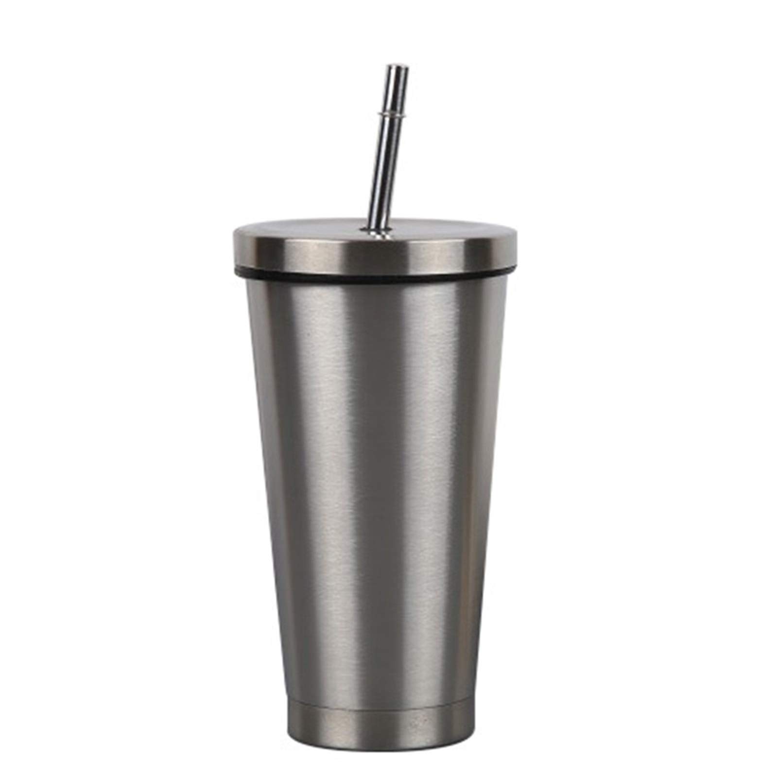 Tazza da caffè Tazza da caffè in Acciaio Inossidabile Tazza Termica con Coperchio e Cannuccia Tazza da Viaggio Tazza da Viaggio Tazza da tè Tazza da tè (Grigio 500 ml)