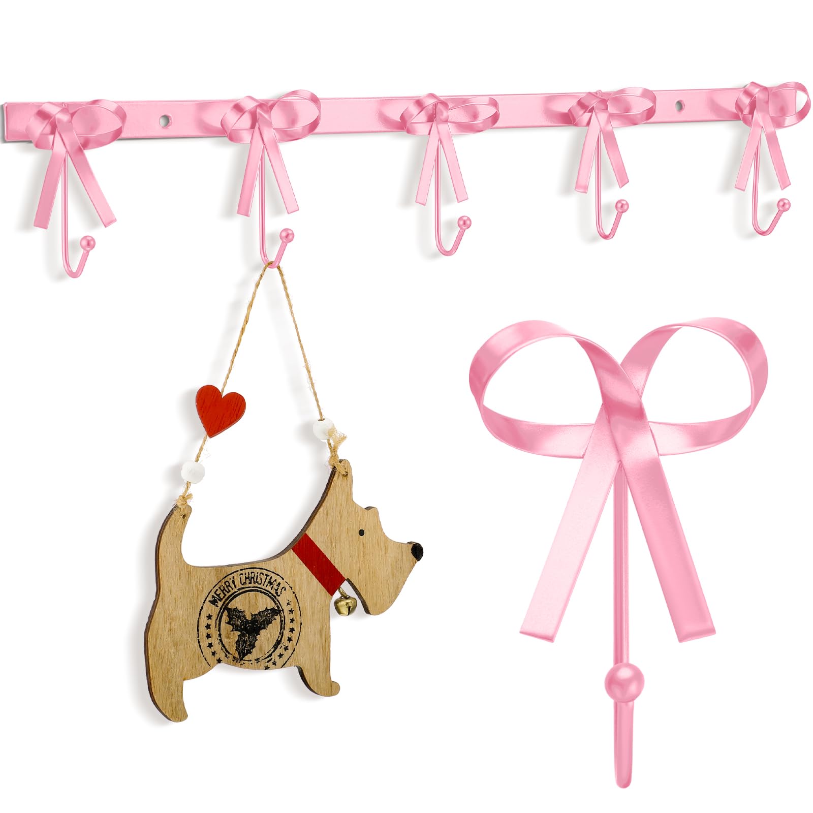 Tioncy 5 ganchos de pared para batas, abrigos, sombreros, nudos, ganchos de latón para decoración de pared para San Valentín, baño, sala de estar, cocina (rosa)