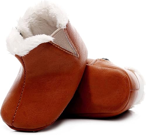 Miniatura 2 de Elegantes botas de felpa para bebés y niñas, primeros caminadores para bebés, zapatos de algodón suave y cálido