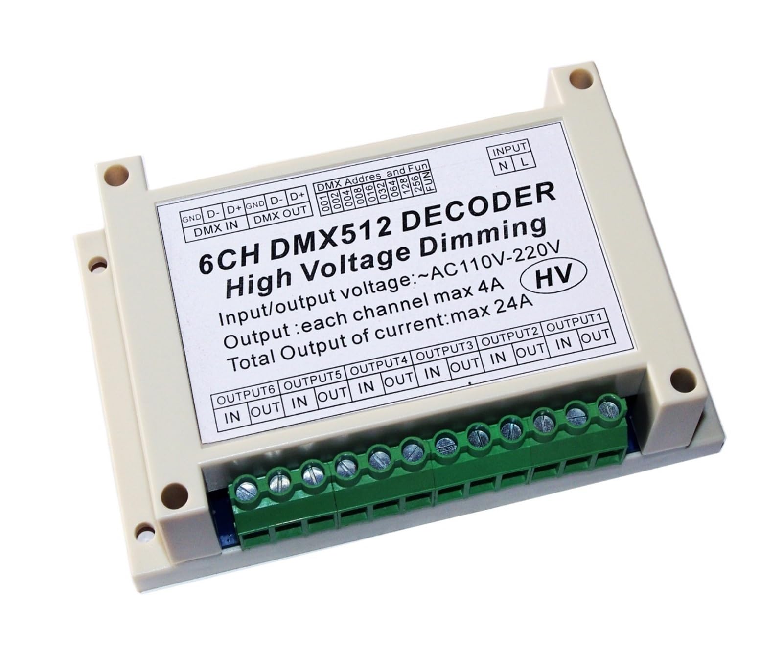 Décodeur DMX512 6 canaux élimine les clignotements en gradation AC