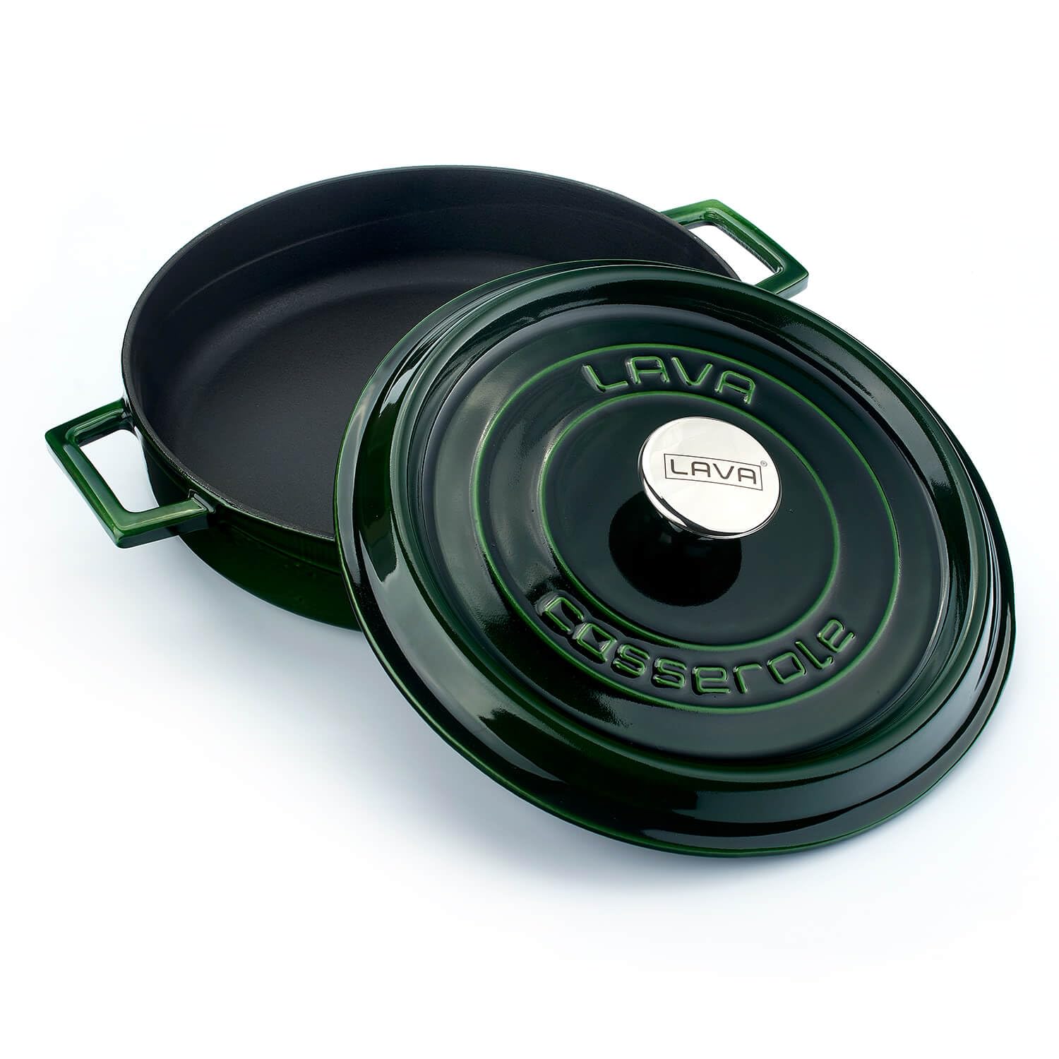 Lava Premium Serie - Mehrzwecktopf aus Gusseisen, rund, 28 cm, Majolik Grün