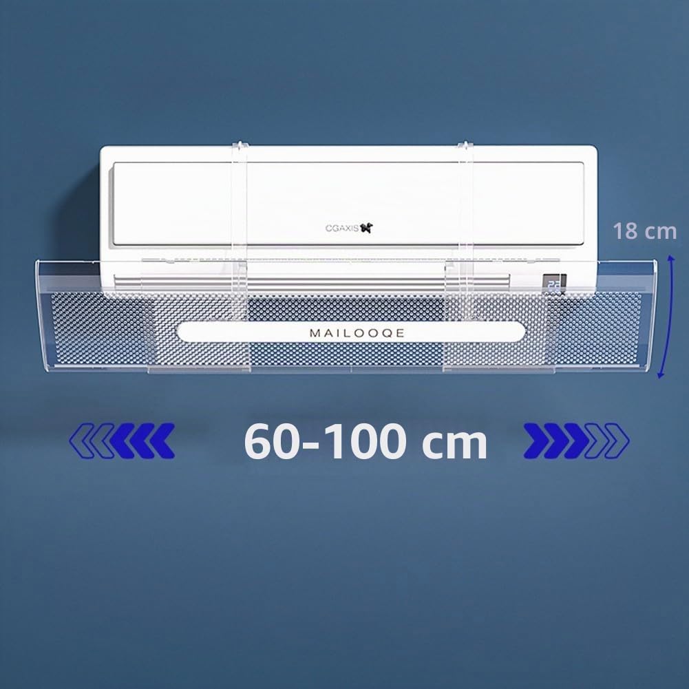 Deflettore d'aria regolabile AC, aria condizionata parabrezza con ali per unità AC split 60-110cm, rotazione a 360°, trasparente