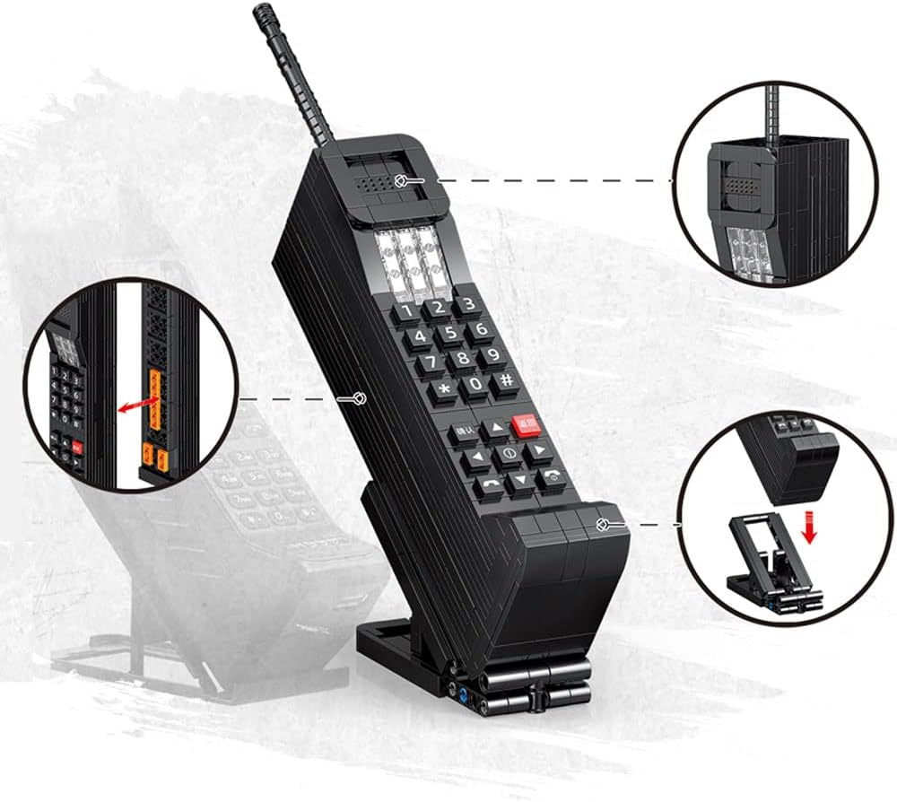 Vintage Telephone Mobile Phone Building Blocks with Mobile Phone Holder,Has Collectible Value,The Best Gift for 6+Children, Teenagers, and Adults,489PCS